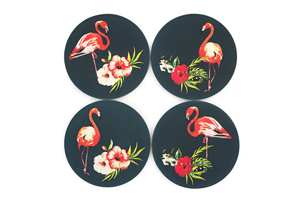 Flamingo Coasters Navy background