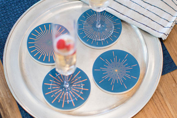 radial patterned designer drink coasters 
